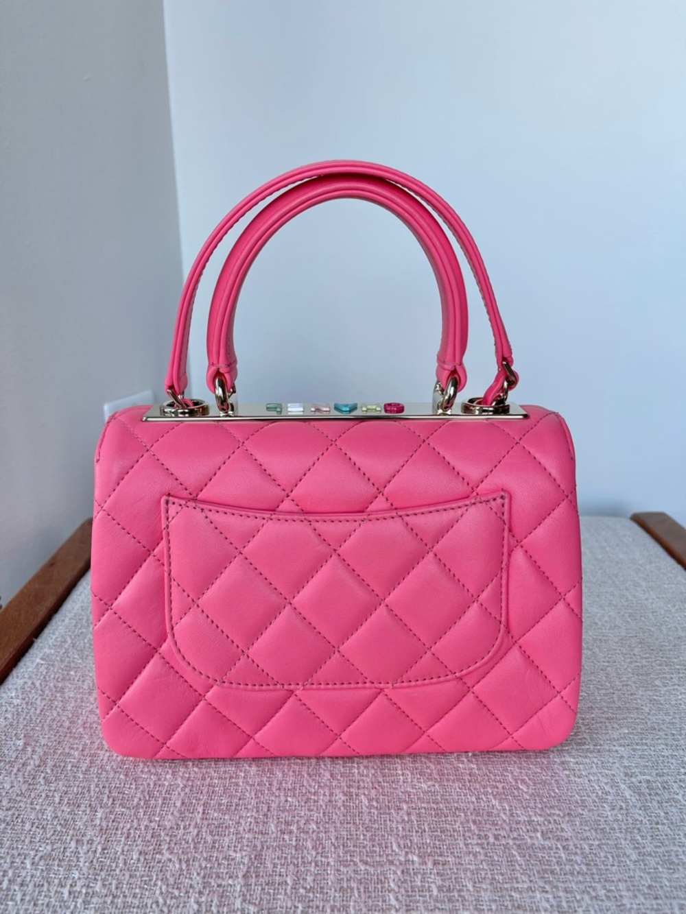 Chanel Mini Quilted Flap Bag Crossbody Top handle Bubblegum-Coral Pink RARE - Picture 4 of 15